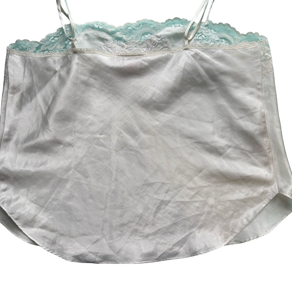 Linda for Eaton Vintage 80s 90s Ivory Lace Trim Camisole Top Size L Romantic - Picture 8 of 10
